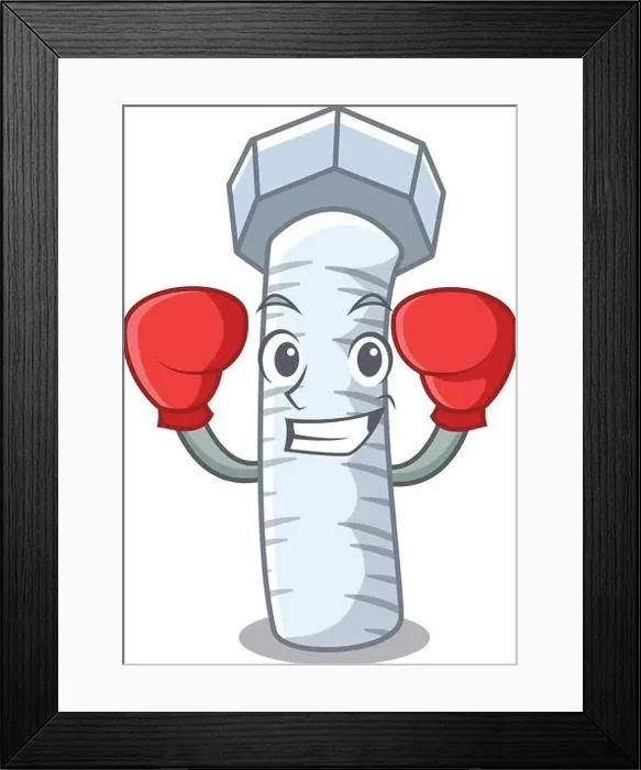 Framed Print : Boxing bolts cartoon on bike that isolated Framed Print : Boxing bolts cartoon on bike that isolated