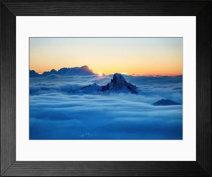 Framed Print : View from Wallberg to Roßstein and Buchstein and Wetterstein mountains with Zugspitze. Rottach-Egern, Bavaria, Germany Framed Print : View from Wallberg to Roßstein and Buchstein and Wetterstein mountains with Zugspitze. Rottach-Egern, Bavaria, Germany
