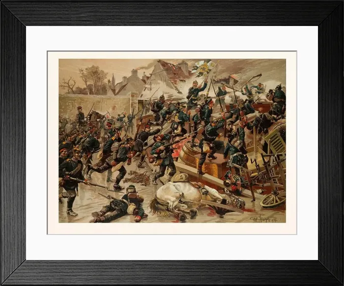 Framed Print : STORMING OF THE GREAT BARRICADE AT THE ENTRANCE OF LE BOURGET BY THE 3RD GARDE-GRENADIER REGIMENT QUEEN ELISABETH ON Framed Print : STORMING OF THE GREAT BARRICADE AT THE ENTRANCE OF LE BOURGET BY THE 3RD GARDE-GRENADIER REGIMENT QUEEN ELISABETH ON