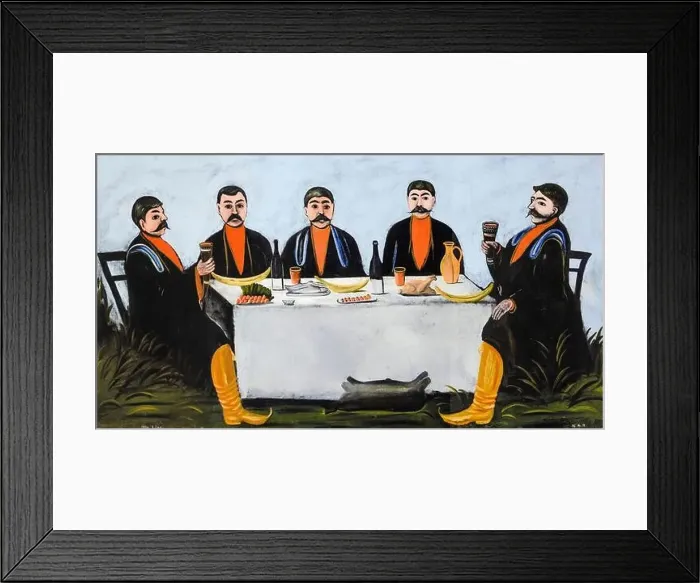 Framed Print : Niko Pirosmani painting, The Feast of Five Princes, oil on oilcloth, 1906 Framed Print : Niko Pirosmani painting, The Feast of Five Princes, oil on oilcloth, 1906