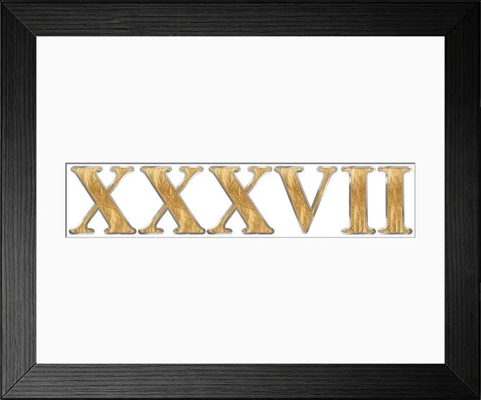 Framed Print : Roman numeral XXXVII, septem et triginta, 37, thirty seven, isolated on white background, 3d render Framed Print : Roman numeral XXXVII, septem et triginta, 37, thirty seven, isolated on white background, 3d render