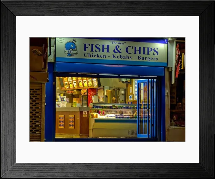 Framed Print : Fish And Chip Shop At Night Framed Print : Fish And Chip Shop At Night