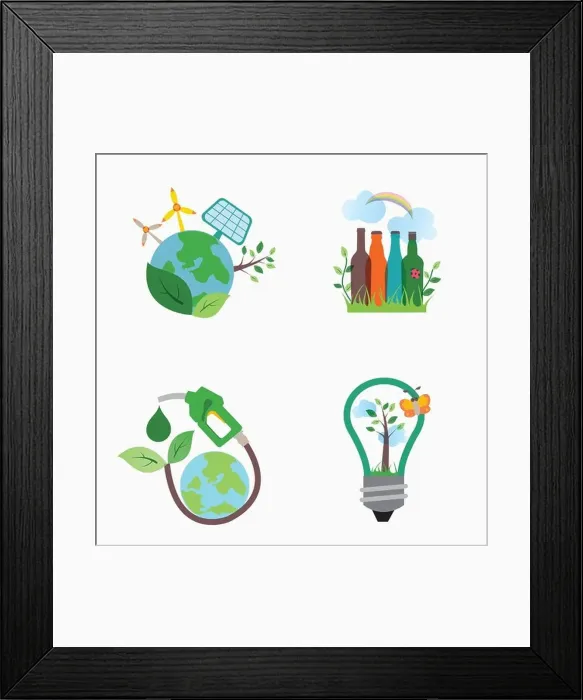 Framed Print : illustration icon set representing renewable energy Framed Print : illustration icon set representing renewable energy
