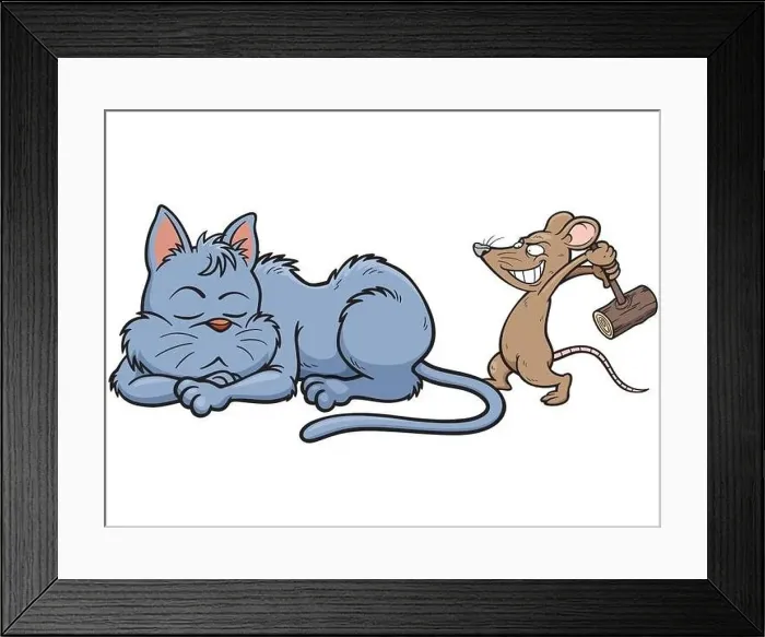 Framed Print : Vector illustration of cartoon Cat and rat Framed Print : Vector illustration of cartoon Cat and rat