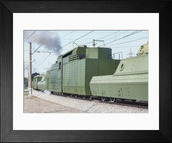 Framed Print : Armoured retro steam train moves Framed Print : Armoured retro steam train moves