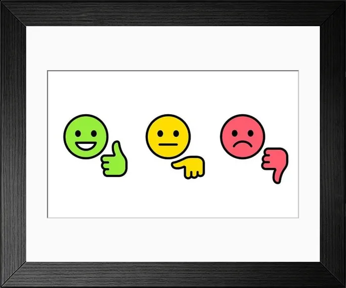 Framed Print : Customer feedback rating scale Framed Print : Customer feedback rating scale