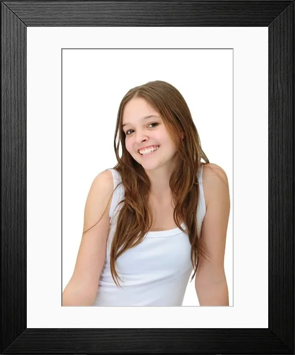 Framed Print : portrait of a cute teenage girl isolated on white, cutout