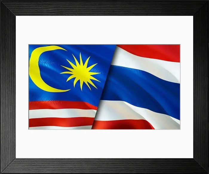 Framed Print : Malaysia and Thailand flags. 3D Waving flag design Framed Print : Malaysia and Thailand flags. 3D Waving flag design