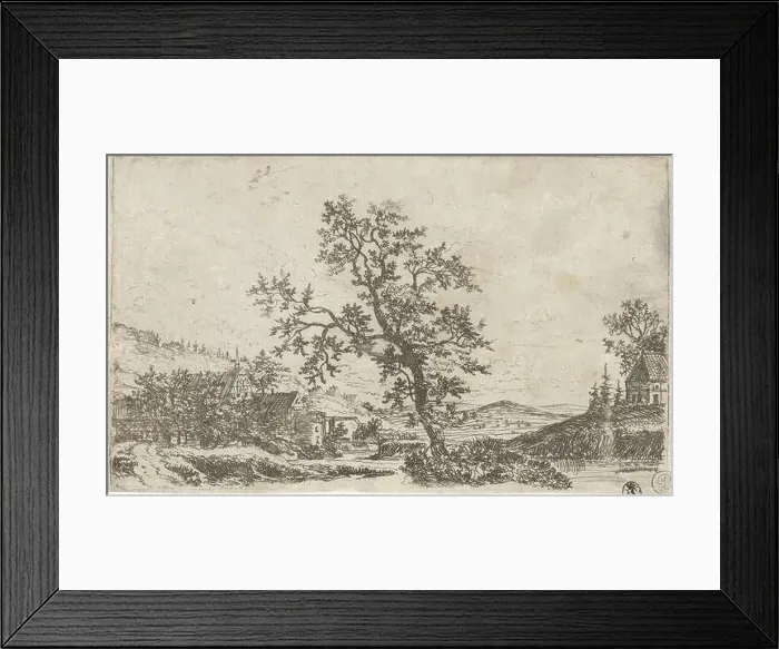 Framed Print : Landscape with a village by a river Framed Print : Landscape with a village by a river