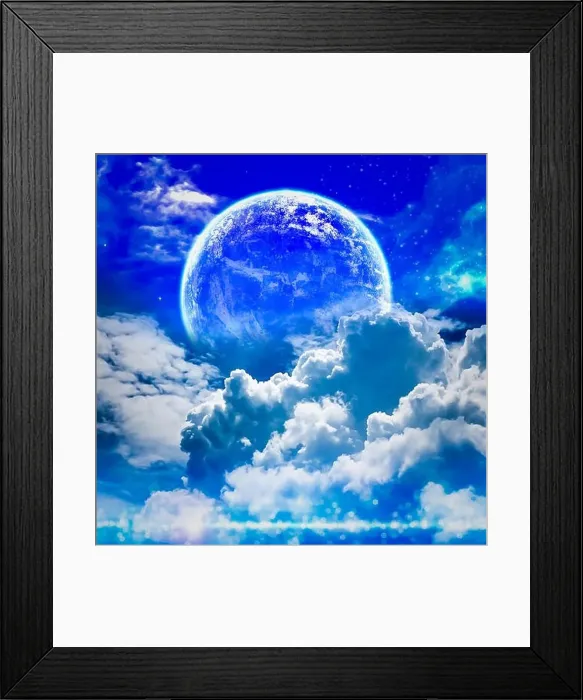 Framed Print : Peaceful background, night sky with full moon, stars, beautiful Framed Print : Peaceful background, night sky with full moon, stars, beautiful