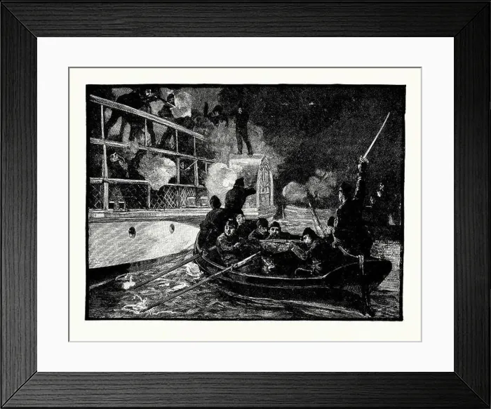 Framed Print : An old engraving of the capture of the ‘Caroline in the Niagara River on the USA / Canada border in 1837 Framed Print : An old engraving of the capture of the ‘Caroline in the Niagara River on the USA / Canada border in 1837