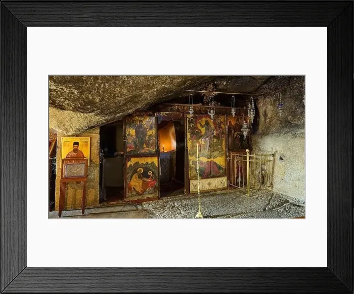 Framed Print : Orthodox church in a stone cave with iconostasis Framed Print : Orthodox church in a stone cave with iconostasis