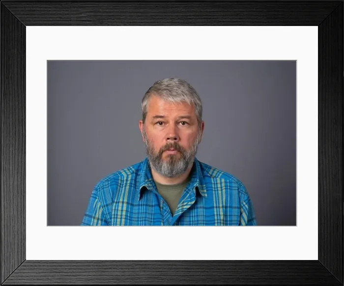 Framed Print : Man, 55 years old in the studio Framed Print : Man, 55 years old in the studio