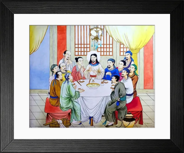 Framed Print : Religious oil painting The Last Supper of Jesus Framed Print : Religious oil painting The Last Supper of Jesus