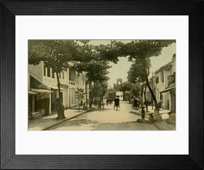 Framed Print : Street view of Rue et Porte Jean-Dupuis, Hanoi, Vietnam. Postcard of tinted photograph, early 20th century Framed Print : Street view of Rue et Porte Jean-Dupuis, Hanoi, Vietnam. Postcard of tinted photograph, early 20th century