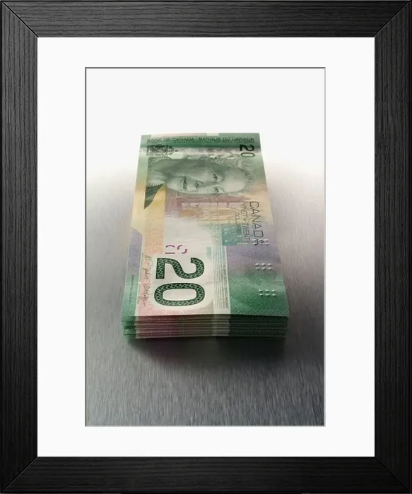 Framed Print : Stack Canadian Twenty Dollar Bills Framed Print : Stack Canadian Twenty Dollar Bills