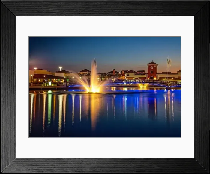 Framed Print : Town and Country Shopping Mall, fountain, dusk, Miami, Florida, USA Framed Print : Town and Country Shopping Mall, fountain, dusk, Miami, Florida, USA