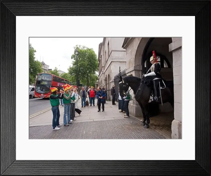 Framed Print : Household cavalry on guard in Whitehall outside Horse Guards Parade London GB UK Framed Print : Household cavalry on guard in Whitehall outside Horse Guards Parade London GB UK