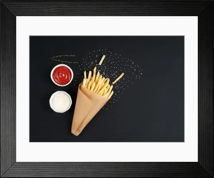 Framed Print : Tasty french fries with sauces Framed Print : Tasty french fries with sauces