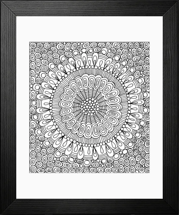 Framed Print : Doodle mandala with circle pattern background. Graphic artwork - Framed Print : Doodle mandala with circle pattern background. Graphic artwork -