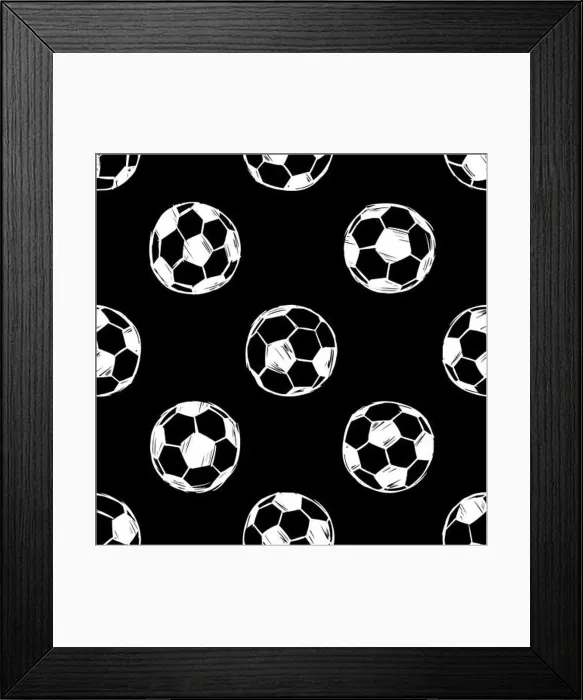 Framed Print : Football Soccer balls doodle seamless pattern Framed Print : Football Soccer balls doodle seamless pattern