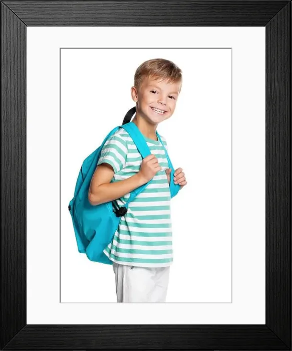 Framed Print : School boy with backpack