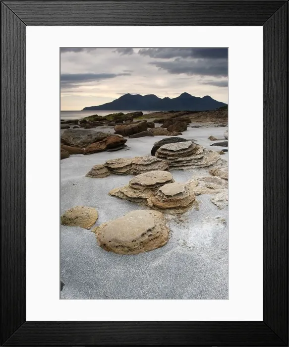 Framed Print : Rum Cuillin viewed from Camas Sgiotaig ( Singing Sands), Isle of Eigg, Scotland, UK Framed Print : Rum Cuillin viewed from Camas Sgiotaig ( Singing Sands), Isle of Eigg, Scotland, UK
