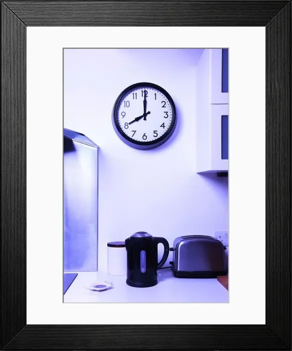 Framed Print : A kitchen wall clock at 8 Framed Print : A kitchen wall clock at 8