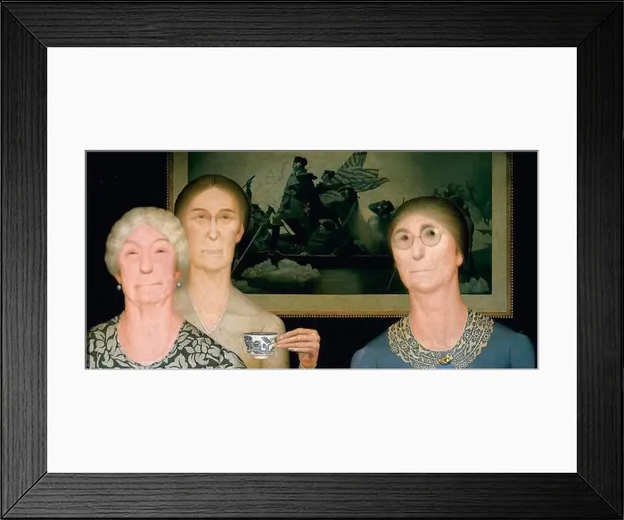 Framed Print : Daughters of Revolution by Grant Wood (1891-1942), oil on masonite, 1932 Framed Print : Daughters of Revolution by Grant Wood (1891-1942), oil on masonite, 1932