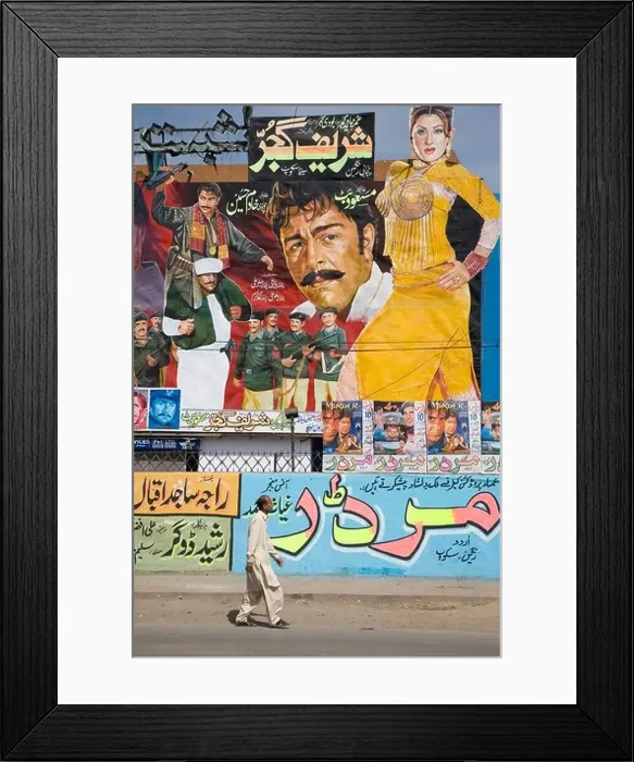 Framed Print : Hand painted billboards advertising movies outside a cinema (possibly the Prince cinema?) in Lahore, Pakistan Framed Print : Hand painted billboards advertising movies outside a cinema (possibly the Prince cinema?) in Lahore, Pakistan