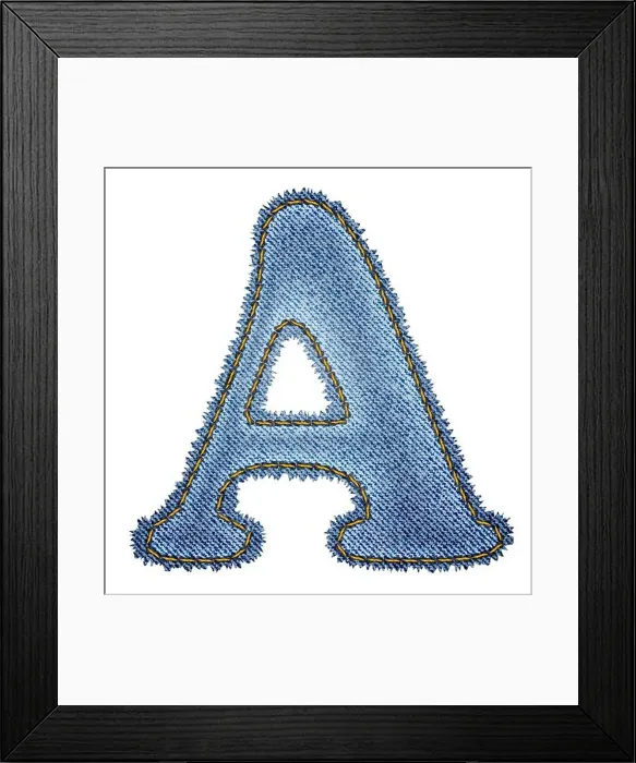 Framed Print : Jeans alphabet. Denim letter A Framed Print : Jeans alphabet. Denim letter A