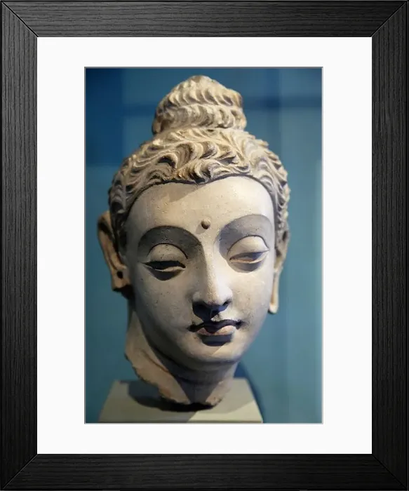 Framed Print : Fifth century head of the Buddha as a young man, from Afghanistan- the V&A Museum London Framed Print : Fifth century head of the Buddha as a young man, from Afghanistan- the V&A Museum London