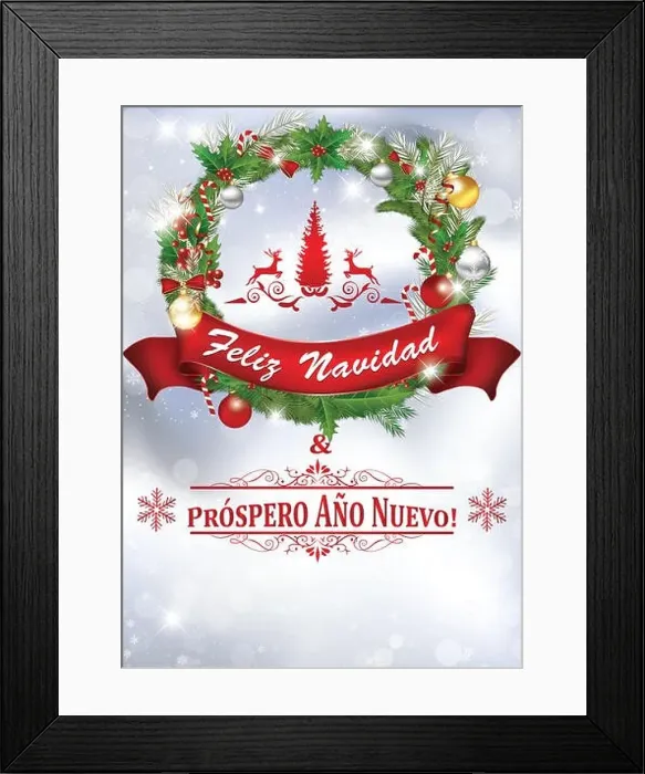 Framed Print : Postales de Año Nuevo: Tarjeta de Año Nuevo para empresas y compañías - Les deseamos Feliz Navidad y Feliz Año Nuevo Framed Print : Postales de Año Nuevo: Tarjeta de Año Nuevo para empresas y compañías - Les deseamos Feliz Navidad y Feliz Año Nuevo