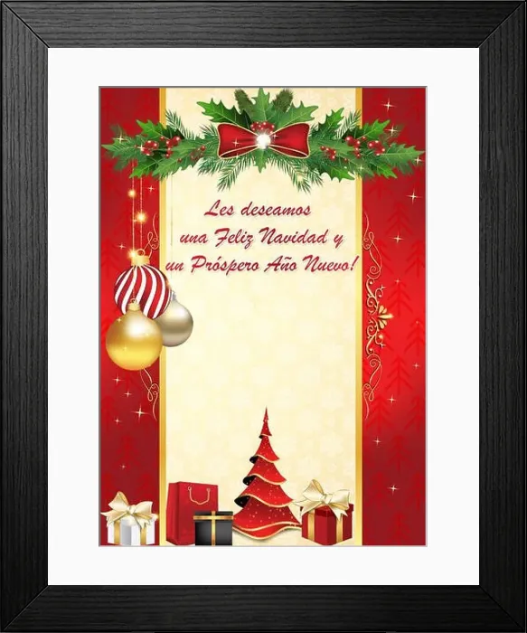 Framed Print : Postales de Año Nuevo: Tarjeta de Año Nuevo para empresas y compañías - Les deseamos Feliz Navidad y Feliz Año Nuevo Framed Print : Postales de Año Nuevo: Tarjeta de Año Nuevo para empresas y compañías - Les deseamos Feliz Navidad y Feliz Año Nuevo