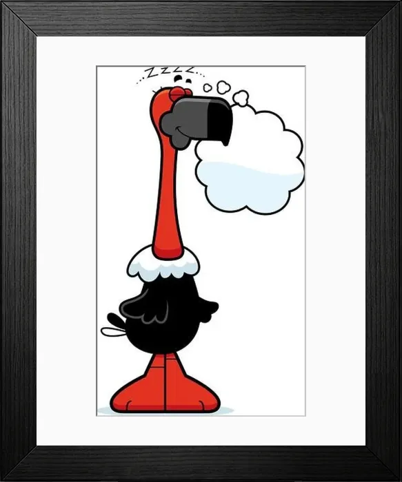 Framed Print : A cartoon illustration of a vulture sleeping and dreaming Framed Print : A cartoon illustration of a vulture sleeping and dreaming