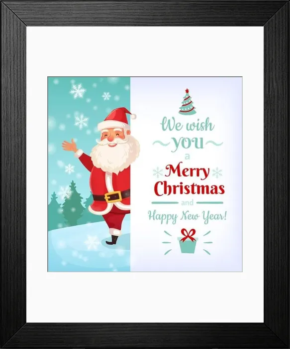 Framed Print : Merry Christmas card. Santa Claus greeting cards template, winter holidays banner vector illustration