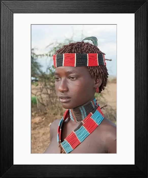 Framed Print : Young Hamar woman, Omo river valley, Southern Ethiopia Framed Print : Young Hamar woman, Omo river valley, Southern Ethiopia