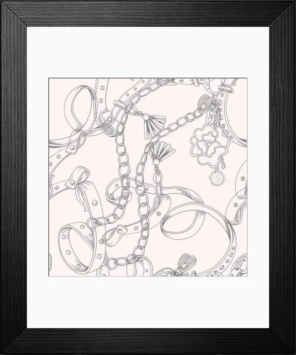 Framed Print : Seamless pattern with belt and chain. Vector Framed Print : Seamless pattern with belt and chain. Vector
