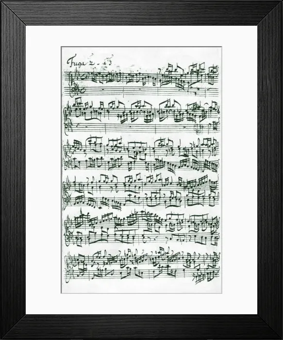 Framed Print : Johann Sebastian Bachs Well-Tempered Clavier score page (Book One) in C Minor with 3 voices Framed Print : Johann Sebastian Bachs Well-Tempered Clavier score page (Book One) in C Minor with 3 voices