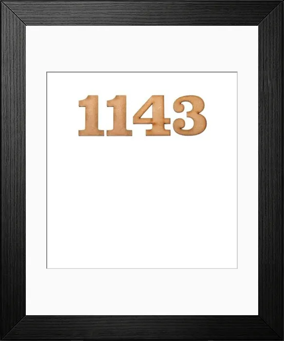 Framed Print : Number 1143 in wood, isolated on white background Framed Print : Number 1143 in wood, isolated on white background