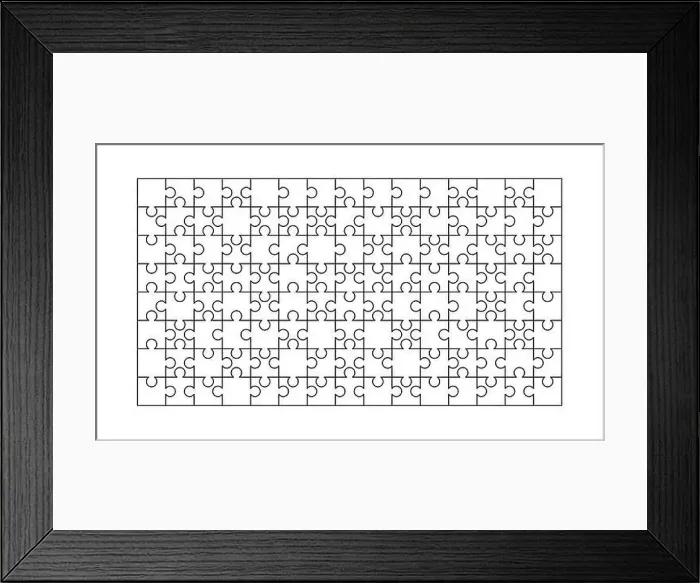 Framed Print : 150 white puzzles pieces arranged in a rectangle shape Framed Print : 150 white puzzles pieces arranged in a rectangle shape