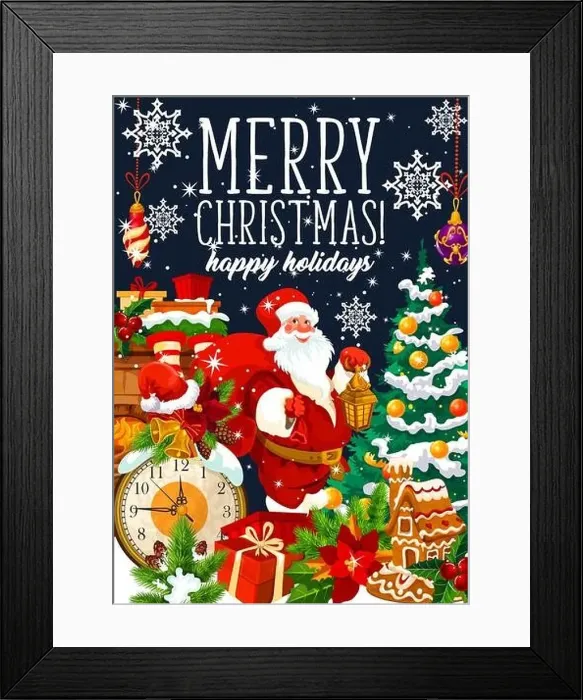 Framed Print : Merry Christmas greeting card of Santa Framed Print : Merry Christmas greeting card of Santa