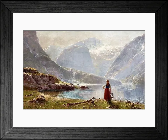Framed Print : Dahl Hans Andreas - a Young Girl by a Fjord - Norwegian School - 19th Century Framed Print : Dahl Hans Andreas - a Young Girl by a Fjord - Norwegian School - 19th Century