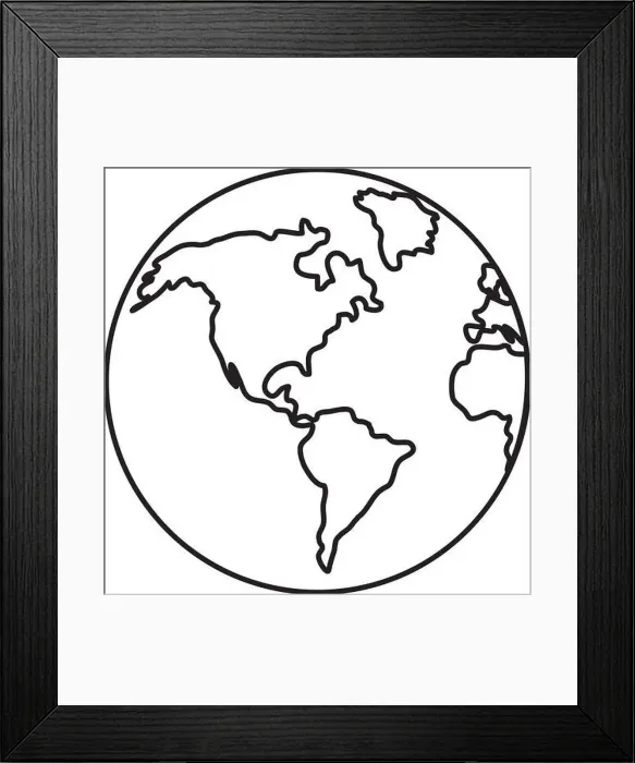 Framed Print : outline global earth planet geography design Framed Print : outline global earth planet geography design