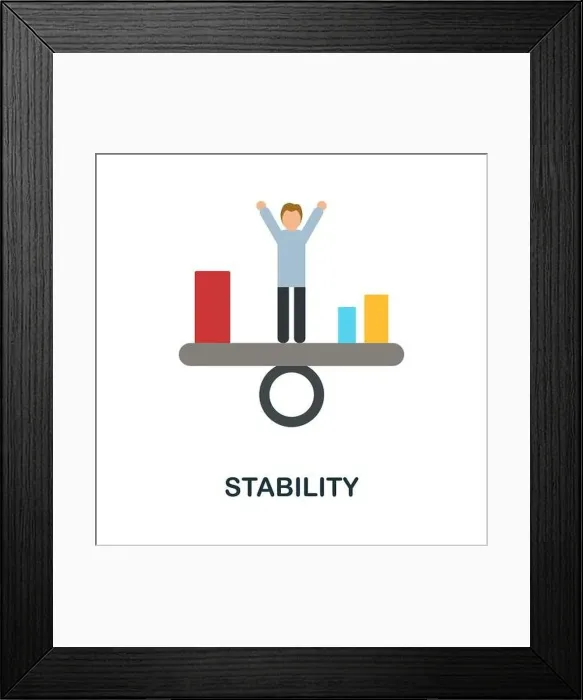 Framed Print : Stability flat icon. Colored sign from productivity collection Framed Print : Stability flat icon. Colored sign from productivity collection