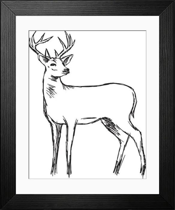 Framed Print : illustration vector doodle hand drawn of sketch dear looking back isolated on white Framed Print : illustration vector doodle hand drawn of sketch dear looking back isolated on white