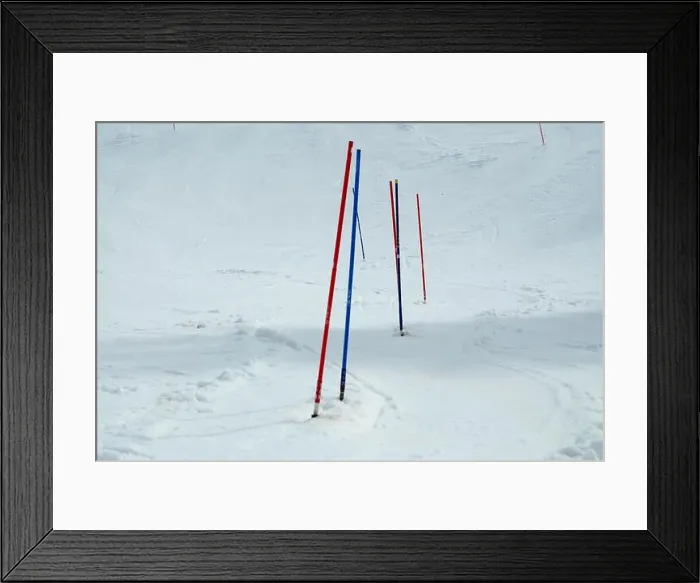 Framed Print : Winter sports. Ski-alpine, ski runway, slalom, course, sticks Framed Print : Winter sports. Ski-alpine, ski runway, slalom, course, sticks