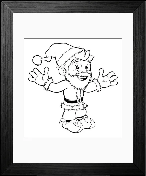 Framed Print : Monochrome Christmas drawing of happy Santa smiling and waving Framed Print : Monochrome Christmas drawing of happy Santa smiling and waving