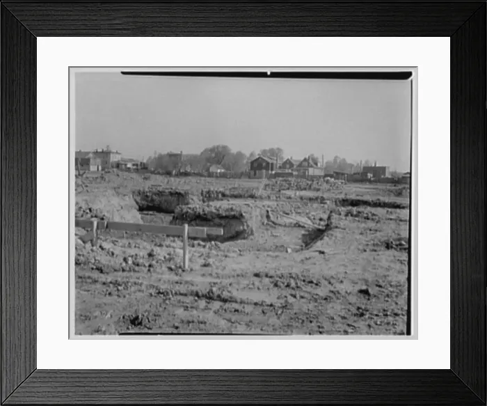 Framed Print : New Jersey Turnpike Authority. Gas station site 12S looking north to homes Framed Print : New Jersey Turnpike Authority. Gas station site 12S looking north to homes