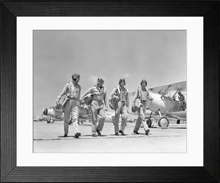 Framed Print : 1940S FOUR U.S. NAVY PILOTS WALKING TOGETHER ON TARMAC RETURNING FROM AIR MANEUVERS AT THE PHILADELPHIA NAVY YARD PA Framed Print : 1940S FOUR U.S. NAVY PILOTS WALKING TOGETHER ON TARMAC RETURNING FROM AIR MANEUVERS AT THE PHILADELPHIA NAVY YARD PA